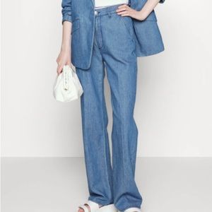 New rag & bone Straight Leg Blue Jeans 27 Alex Tailored Light Blue Cotton Blend